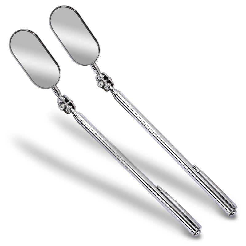 [Australia - AusPower] - Telescoping Inspection Mirror, 2 Piece Car Inspection Mirror, Stainless Steel Mechanic Mirror,Retractable Extension Mirror,Flexible Inspection Mirror for Checking Vehicle and Small Details (8~24 Inch) 2PCS 