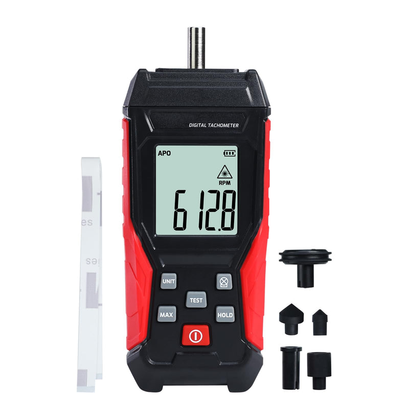 [Australia - AusPower] - TEKCOPLUS 2-in-1 Digital Tachometer with Laser & Contact Non-Contact Laser Tach Meter 3-99,999 RPM, Backlit RPM Gauge for Cars, HVAC, Motors 