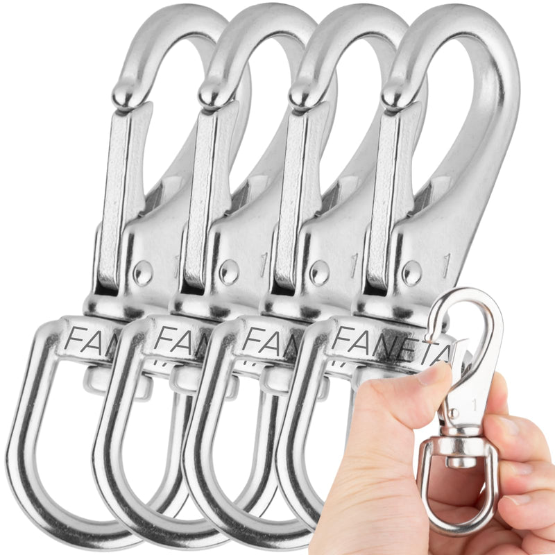 [Australia - AusPower] - 3-1/2'' Stainless Steel Swivel Snap Hooks #1 Heavy Duty 3/4'' Swivel Eye - for Scuba Diving, Flagpole Rope, Bird Feeders, Dog Leashes, Bags, Belting, Straps, Luggage, etc - Pack of 4 