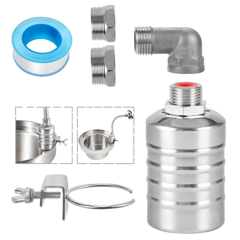 [Australia - AusPower] - Float Valve, 1/2" to 3/4" 1" Water Float Valve, 304 Stainless Steel Float Valve, Fully Automatic Water Level Controller Float Valve for Water Tank, Livestock Troughs, Pool, Distiller 