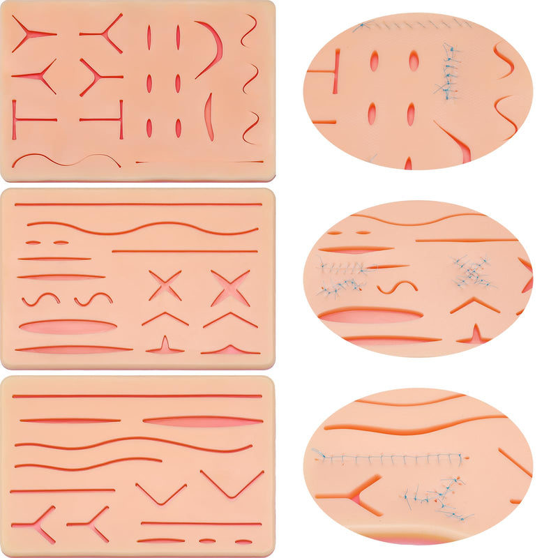 [Australia - AusPower] - 3 Pcs Suture Pad 3 Layer Suture Practice Pad with Wounds Suture Practice Kit, Hard to Rip, Tear or Break for Medical and Vet Students Veterinarian Nurses Training and Practice Classic Style 