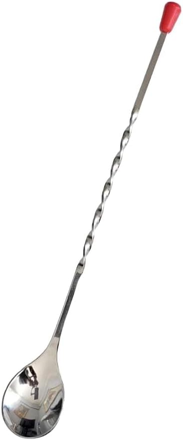 Set of 12 Rattleware 11-inch stainless steel twist bar spoons for cocktails and iced tea mixing, featuring elegant twisted handles.