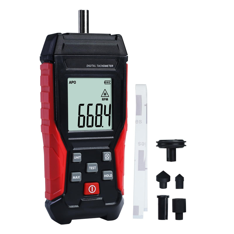 [Australia - AusPower] - 2-in-1 Digital RPM Tachometer Non-Contact RPM Gauge Tester Meter 3~100,000RPM | Contact Tach Speed Meter 3~19,999RPM Small Engine Tachometer with 4 Contact Probes,Data Hold,Max/Min,Backlight 