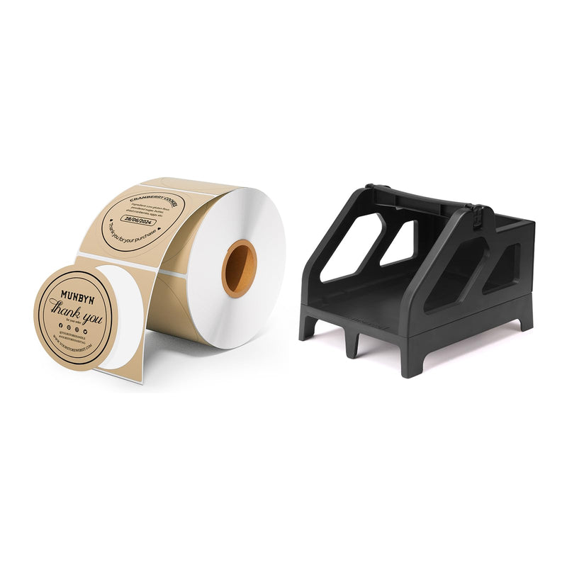 2 Inch Brown Circle Thermal Sticker Labels+Shipping Label Holder