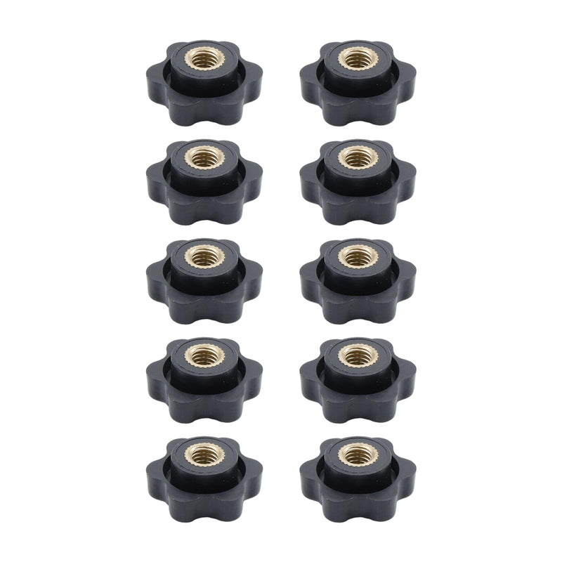 [Australia - AusPower] - Antrader M6 Star Knob Clamping Handle Nut,10Pcs Thru Hole Star Knobs Nuts Screw Knurled Clamping Nut Knob Black Plastic Handle Clamping Knobs 25#M6 
