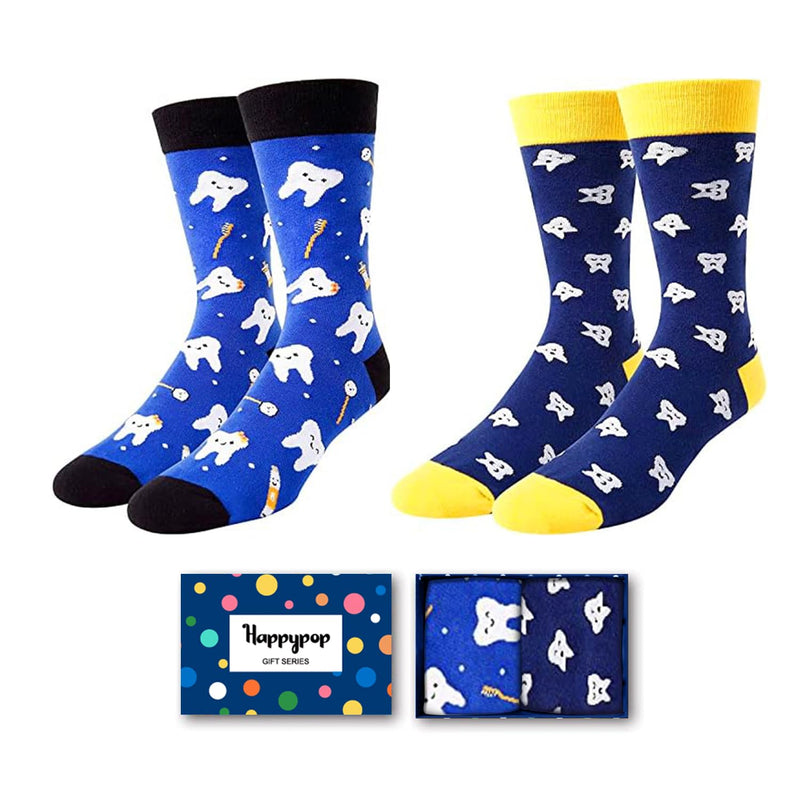[Australia - AusPower] - HAPPYPOP Men Doctor Medical Math Optometry Golfing American Flag Socks, Gifts For Nurse Graduation Poker Music Lover Medium Dentist 2 Pack 