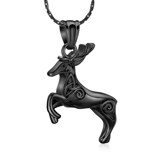 constantlife Cremation Jewelry for Ashes Deer Memorial Urn Necklace Pendant Loved Ones Human Pet Ash Holder Keepsake Gift for Women Men Black