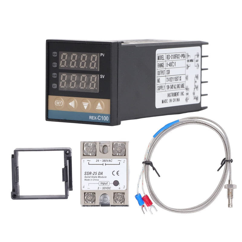 [Australia - AusPower] - Digital PID Temperature Controller Kit -AC100-240V and a SSR 40A Solid State Relay with K Thermocouple GD 0 to 400°C, Optimal Heat Management for Industrial & Agricultural Needs 