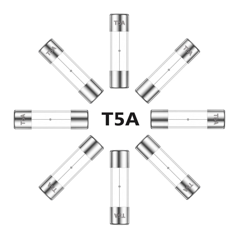 [Australia - AusPower] - 5x20MM 5A 250V Slow Blow Glass Fuses 5 Amp 250 Volt 0.2 x 0.78 Inch Slow-Acting Time-delay Fuse T5AL250V Tube Fusibile (Pack of 20Pcs) T5A 