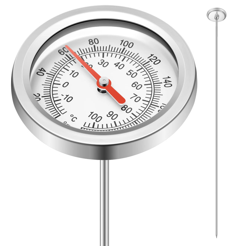 [Australia - AusPower] - Compost Thermometer 39.4 Inch Stem Composting Soil Thermometer Waterproof Soil Temperature Thermometer, Fahrenheit and Celsius, Stainless Steel, with Composting Temperature Guide 