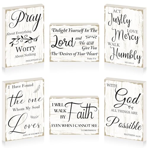 Maitys 6 Pcs Bible Verse Mini Wood Signs Religious Sign, Stylish Style