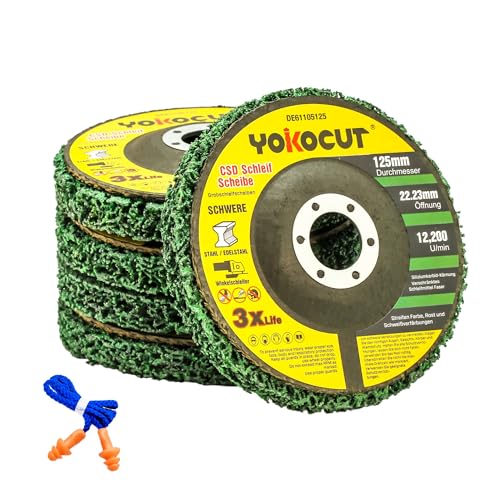 125 mm CSD Disc, Sanding Disc, Cleaning Disc Set, 5 Pieces, Coarse Cleaning Disc, Rust Remover, Metal, Sanding Discs for Angle Grinders, Diameter 125 x 22.23 mm Diameter 125 x 22 mm, 5 pieces.