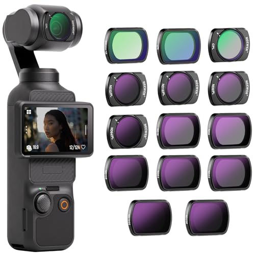 NEEWER 14 Pack Magnetic Filter Set Compatible with DJI Osmo Pocket 3 / Pocket 4 / Xtra Muse, CPL ND (8/16/32/64/128/256/1000) ND8/PL ND16/PL ND32/PL ND64/PL LPR Black Diffusion 1/4 14 Pack nd+nd/PL+effect