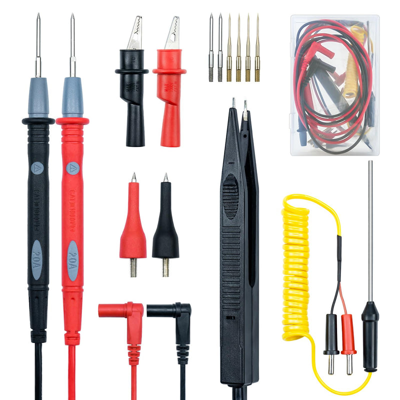 [Australia - AusPower] - Multimeter Test Leads Set with Alligator Clips, Tweezer Lead, Temperature Probe, CAT III 1000V/20A for FLUKE/AstroAI/KAIWEETS/INNOVA Multimeter 