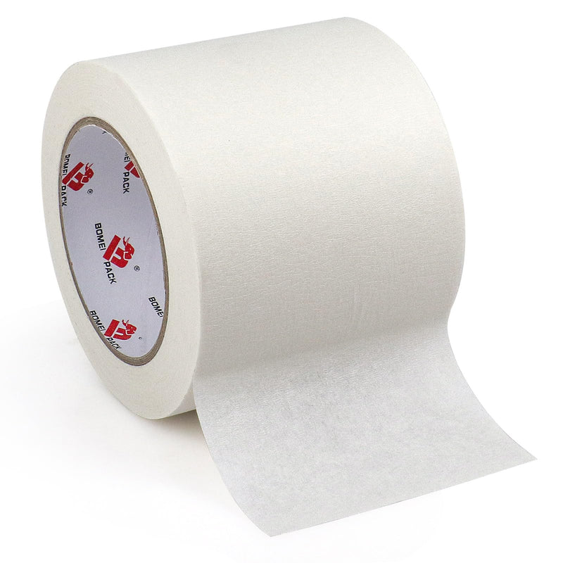 [Australia - AusPower] - BOMEI PACK 4 inch White Masking Tape, Paint Masking Paper, 55 yds Length x 4" Width, Multi-Surface Adhesive Painting Tape, for Painting, DIY, Arts, Crafts, Labeling 4 inches x 55 Yards 