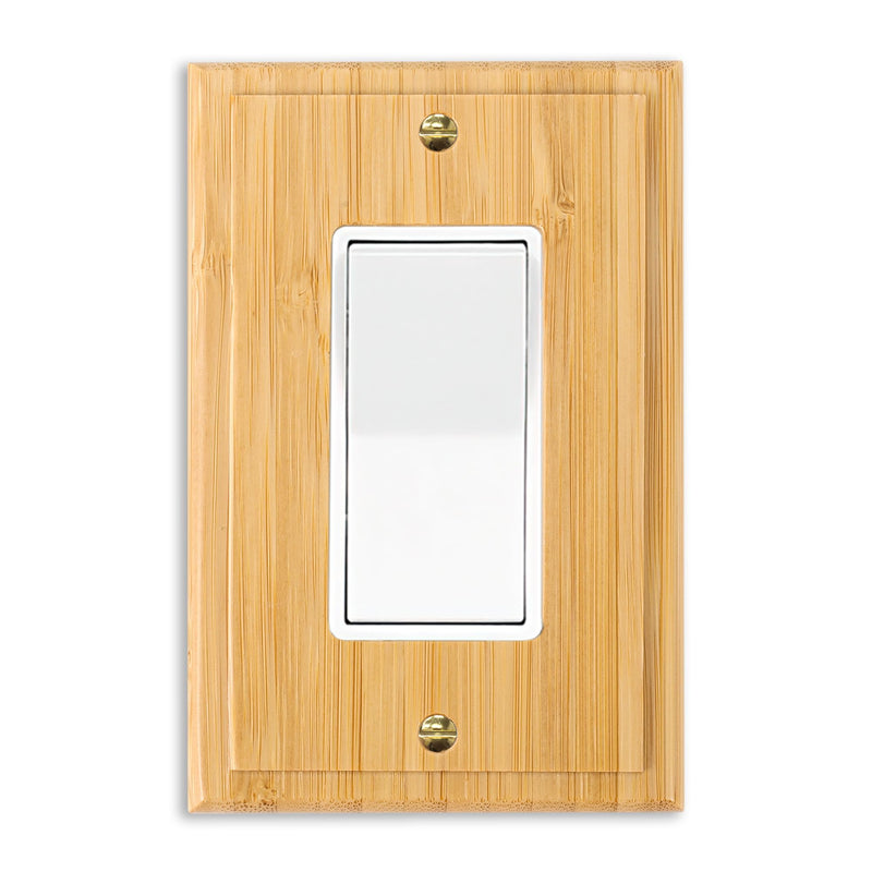 [Australia - AusPower] - Solid Wood Outlet Covers Light Switch Plate 4.8" X 3.14" Bamboo Switch Plates And Outlet Covers Light Switch Cover Quality Raw Wooden Wall Plate Decorative Single Rocker Standard Size 1PC-DK Wall Plate 3 