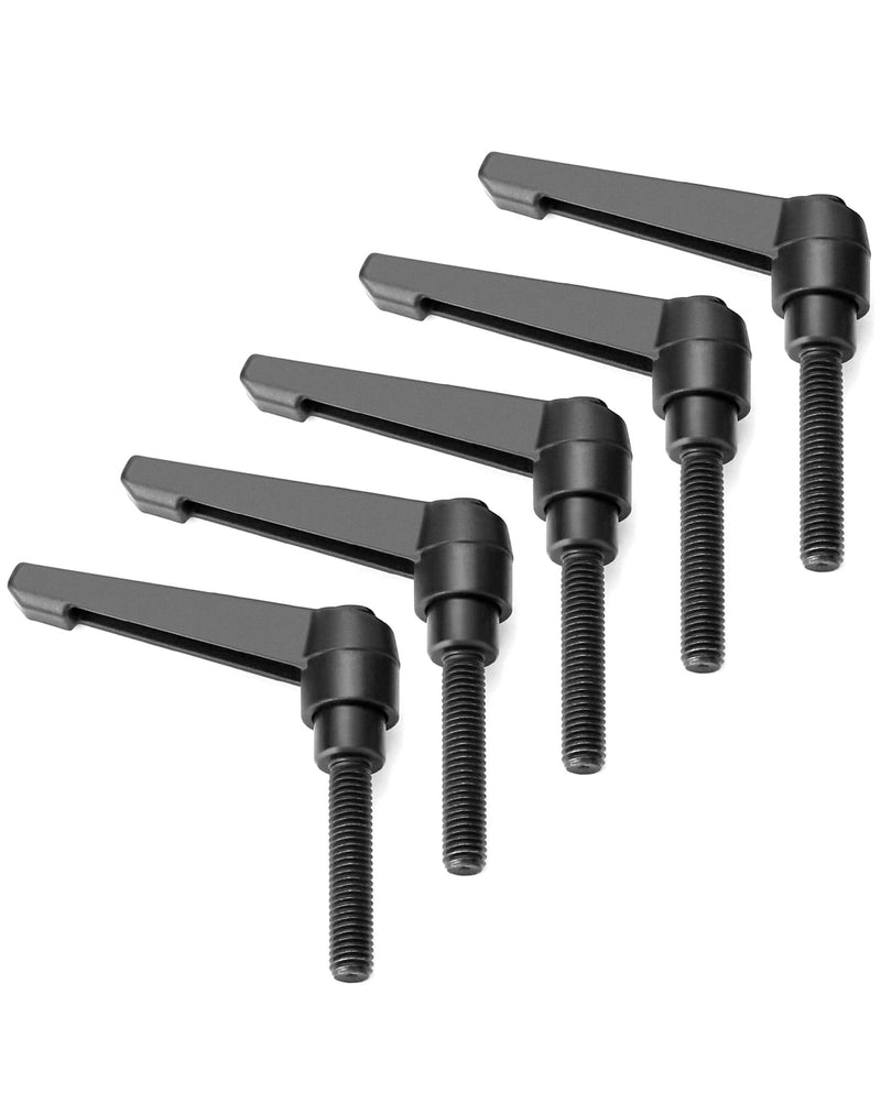[Australia - AusPower] - QWORK M8 x 40mm Adjustable Clamping Lever Handle - 5 Pack, Ergonomic Zinc Alloy Rotating Screw Lever Handles with Steel Male Threaded Studs, for Lathes, Woodworking, Industrial Equipment 