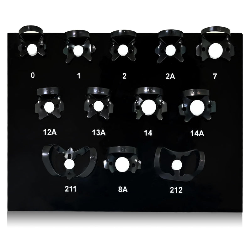 [Australia - AusPower] - Set of 12 Endodontic Rubber Dam Clamp Black Anti-reflection Finish Ideal For Laser operating with Black Plastic Tray Premium Grade Stainless Steel Restorative Dental (Matte Black) Matte Black 