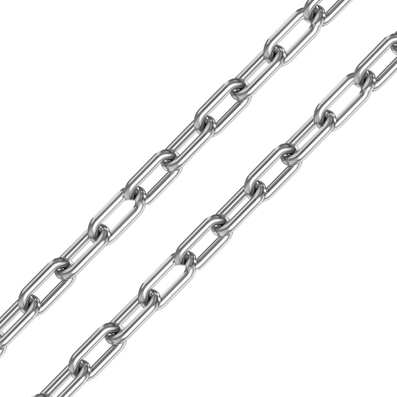 [Australia - AusPower] - Stainless Steel Link Chain, 304 Stainless Steel Link Proof Coil Chain Heavy Duty Chains Hanging Safety Chain for Swing Plants Anti-Theft 5/64in-6.5ft 
