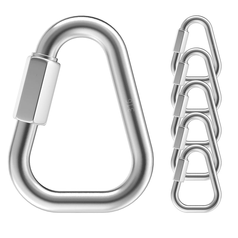 [Australia - AusPower] - 1.42 Inch Delta Quick Links 1/8 Inch 316 Stainless Steel Triangle Locking Quick Connector, M3.5 Quick Link Chain Heavy Duty Chain Connector - 6 Pack, 330lbs Capacity 1.42 Inch, 6 Pack 