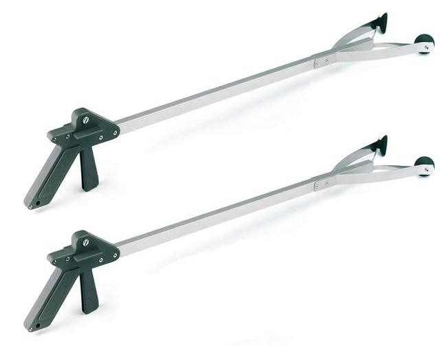 [Australia - AusPower] - Suction Cup Grabber Reacher 32"" - Elderly Grab It Reaching Pickup Tool Heavy Duty for Seniors - Trash, Sticks, Litter Picker Upper - Extra Long Reach Handle & Handy Extension Arm Claw (2), Grey 2 