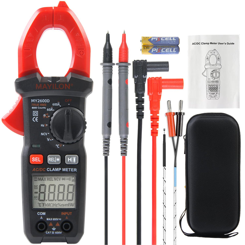 [Australia - AusPower] - Digital Clamp Meter Multimeter 6000 Counts Voltage Tester Auto-ranging Measures AC DC Current Voltage Temperature NCV Frequency Diode Resistance Capacitance Backlight Electrical Tester 