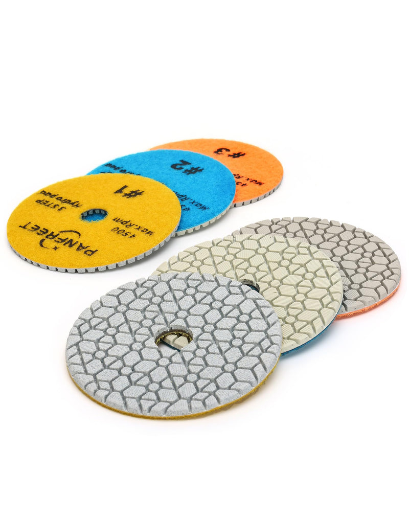 [Australia - AusPower] - Panfreet 3 Step Diamond Polishing Pads 4-inch Wet for Granite Marble Quartz Concrete 