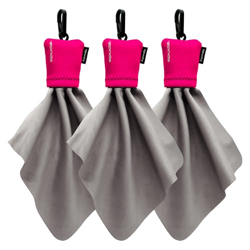 SPUDZ Classic Microfiber Lens Cleaner – Clip-On Pouch, Washable – for Binoculars, Scopes, Glasses, Screens | Classic | Pink, 6 x 6 Inch (3-Pack) 6 x 6 Inch (3-Pack)