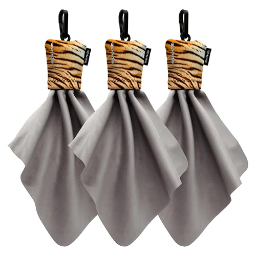 SPUDZ Classic Microfiber Lens Cleaner – Clip-On Pouch, Washable – for Binoculars, Scopes, Glasses, Screens | Classic | Tiger, 6 x 6 Inch (3-Pack) 6 x 6 Inch (3-Pack)
