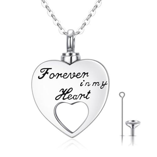 Heart/Tree of Life/Snake Urn Necklace for Human Ashes 925 Sterling Silver Customized Memorial Keepsake Cremation Jewelry Ashes Necklace of Loved Ones Women Heart Urn