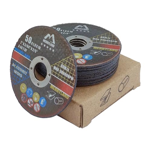 Merryland 10 Pieces Cutting Disc 50 x 1.0 Metal Steel Stainless Steel | 50 mm angle grinder, 50 x 1.0 x 10 mm thin flex disc straight, expert line E13151022-10 50 x 1.0 all metals, 10 pieces