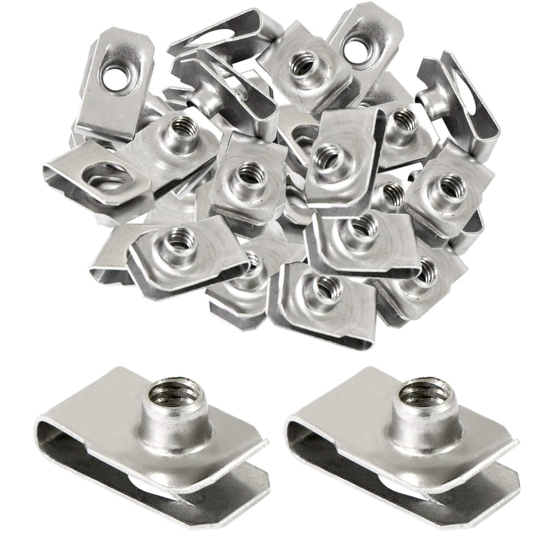 [Australia - AusPower] - 40 Packs 1/4" - 20 Stainless Steel Regular Extruded U Nuts, U Style Clip-on Nut, U Type Nut, U-nut, U-Type Fasteners 