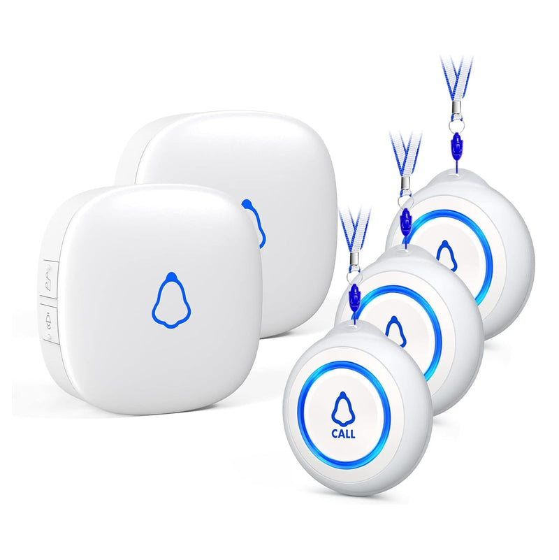 [Australia - AusPower] - Wireless Caregiver Pager, Medical Alert Systems with 3 Call Buttons and 2 Receivers for Seniors/Elderly at Home, Emergency Panic SOS Call Bell, Nurse Calling & Patient Assistance Alert 