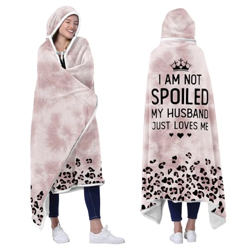 Spoiled Wife Fleece Wearable Blanket Hoodie - Mothers Day Gifts for Wife from Husband - Birthday Wife Gift Ideas