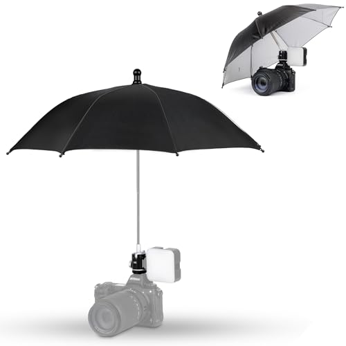 Upgrade Camera Hot Shoe Umbrella Sunshade with 3 Level Height Adjustable 19.7"(Height Adjustable)