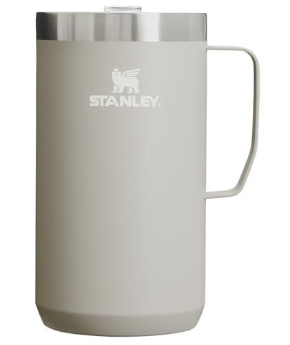 STANLEY Stay-Hot Camp Mug 24 oz | Press Fit Drink Through Lid | Cup for Coffee, Tea and Drinks | Insulated Stainless Steel Coffee Mug | BPA-Free | Ash 2.0 24 Ounces