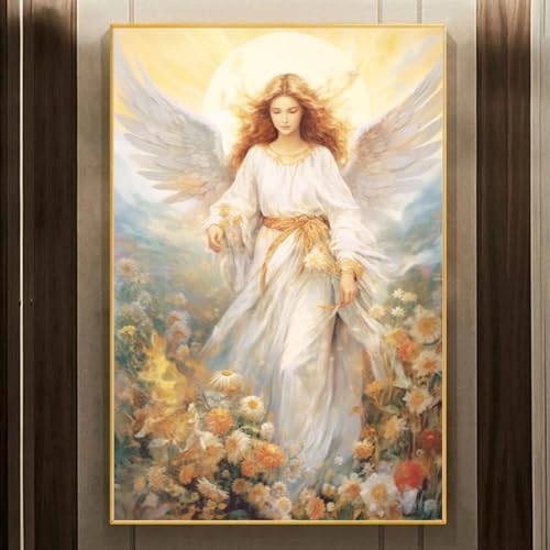 Angel Wings Canvas Wall Art - Flower Angel Biblical Wall Art Abstract Wildflower Aesthetic Posters for Room 16x24in No Frame B 24"L x 16"W