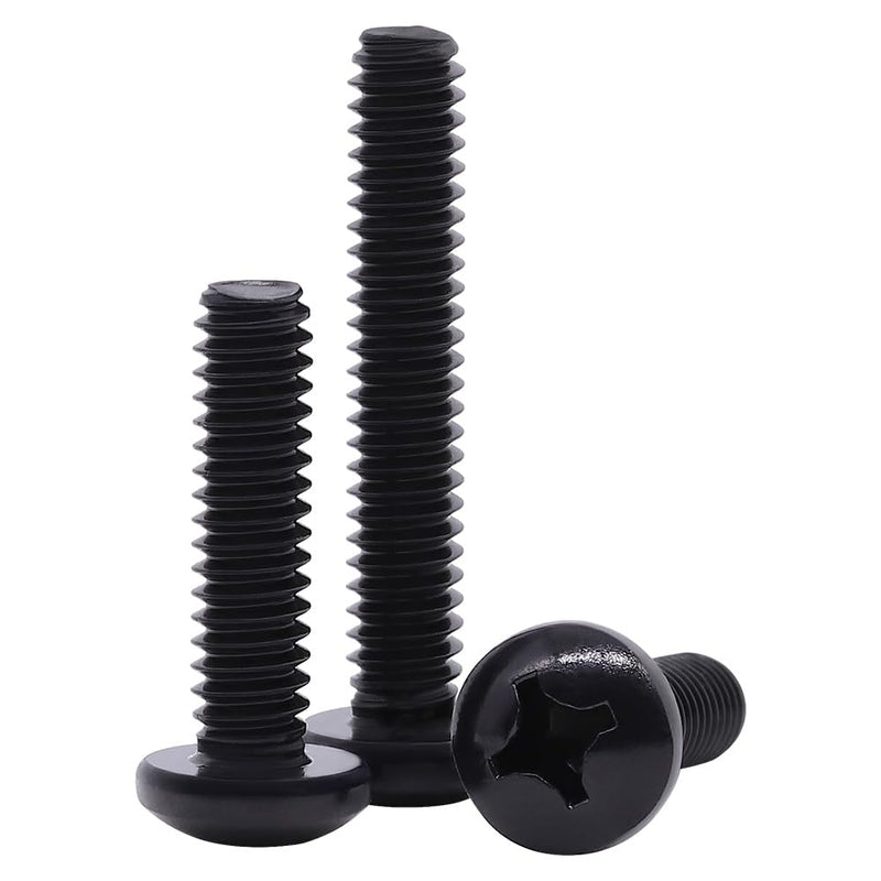 [Australia - AusPower] - #10-32 x 1 Pan Head Machine Screws Black, Phillips Drive, 304 Stainless Steel 18-8, Black Oxide Coated Finish, Corrosion Resistant Round Head Machine Screws, Full Thread, Coarse Thread, 50 PCS #10-32 x 1" 