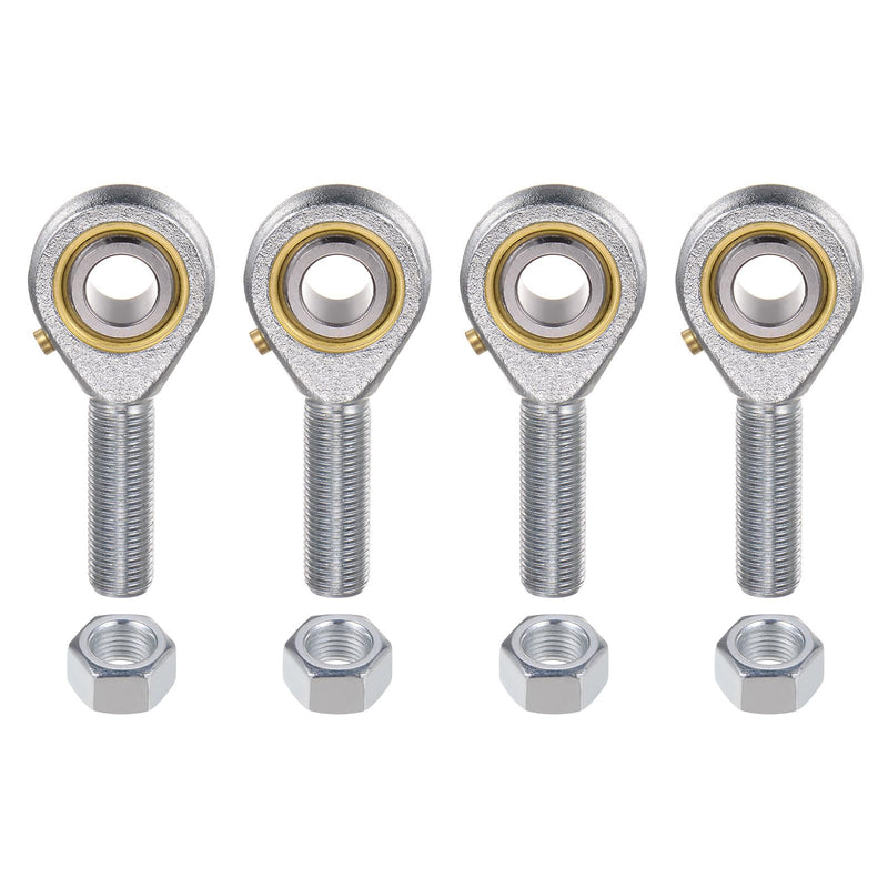 [Australia - AusPower] - uxcell 4pcs POSB8 Male Rod End Bearing 1/2 Inch Bore and 1/2-20 Right Hand Thread, Self-Lubricating Joint Rod Ends, Includes Jam Nuts 