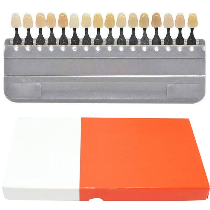 [Australia - AusPower] - 16 Colors Teeth Whitening Shade Guide Porcelain Tooth Bleaching Shade Chart Dental Equipment for Professional or Household Oral Care 