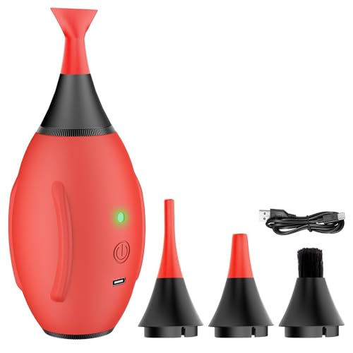 LENSGO Electric Air Blow,Camera Cleaning Kits with 4 Cleaning Heads for CMOS/Regular/Crevice Clean and Brush, 4.0kPa Dust Removal Type C Charge (Red) Red