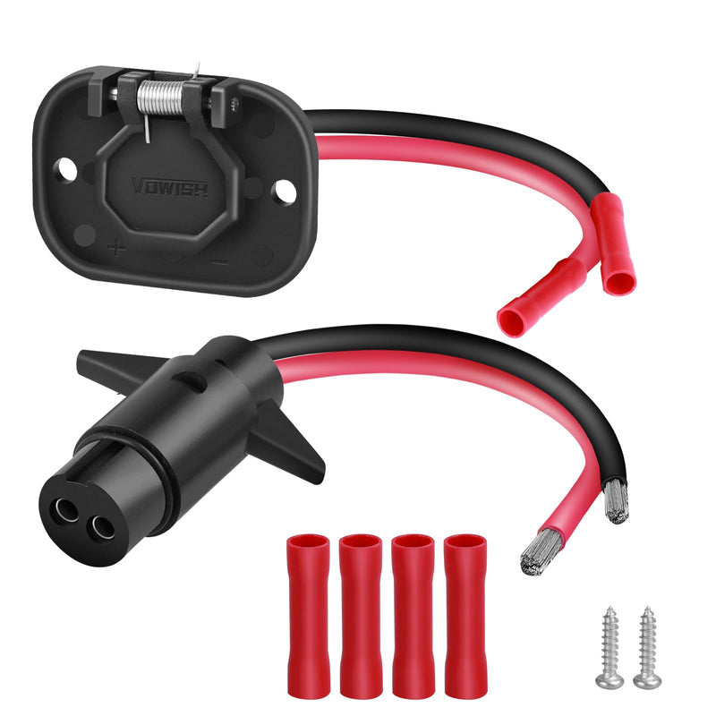 12V 8 Gauge 2 Wire Trolling Motor Plug and Receptacle Set, Waterproof Quick Connect Trolling Motor Connector with Panel Mount Socket for Marine Boats, Kayaks and Fishing Boats