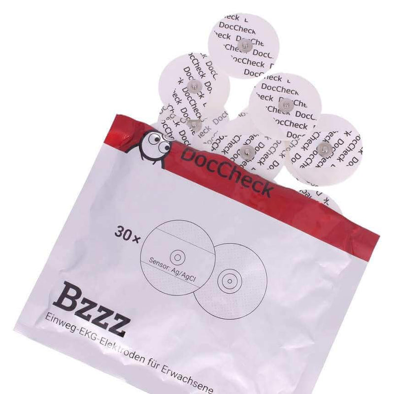 Disposable Electrodes "Bzzz" - Pack of 30 Push Button Connection, Diameter 50 mm, Foam, For ECG and Ergometrics, Good Contact Properties, Lasting Conductivity, Comfortable to Wear, Skin-friendly