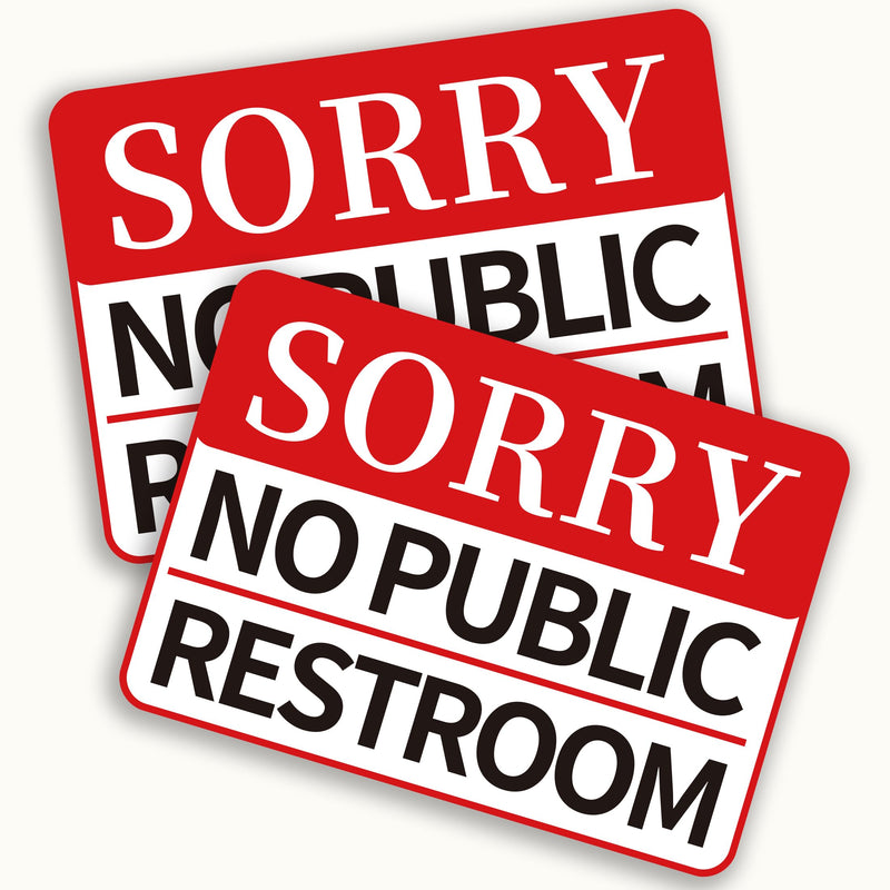 [Australia - AusPower] - 2 PCS Sorry No Public Restroom Signs, Self Adhesive Weatherproof UV Protected Vinyl No Public Bathroom Signs for Business Window Door Red (No Public Restroom) 