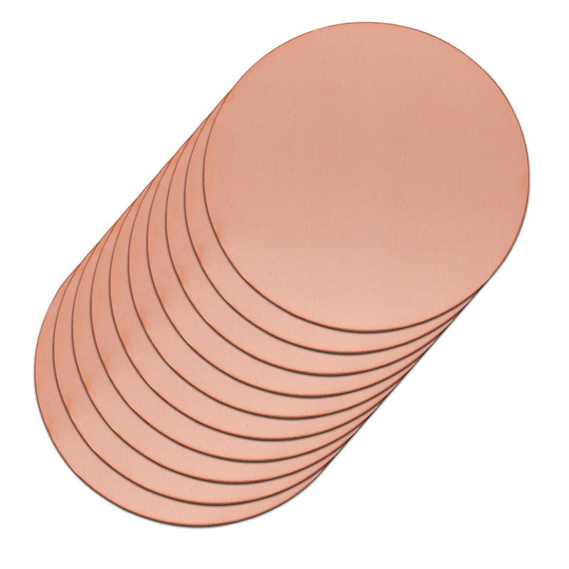 2-3/8" Copper Round Discs, 12 Gauge 2mm Thickness Pure Copper Round Plate T2 Metal Sheet Copper Circles for Crafts, Jewelry Making, Electrical DIY - 10 Pack Dia:2-3/8" Thickness:12Ga/2.0mm