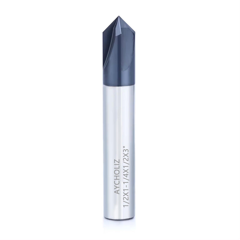 [Australia - AusPower] - Carbide Chamfer End Mill 90 Degree 1/2" Shank Dia - V Groove, AlTiN Coated 4 Flute - for Alloy Steels,Hardened Steels 1/2 in 90° 