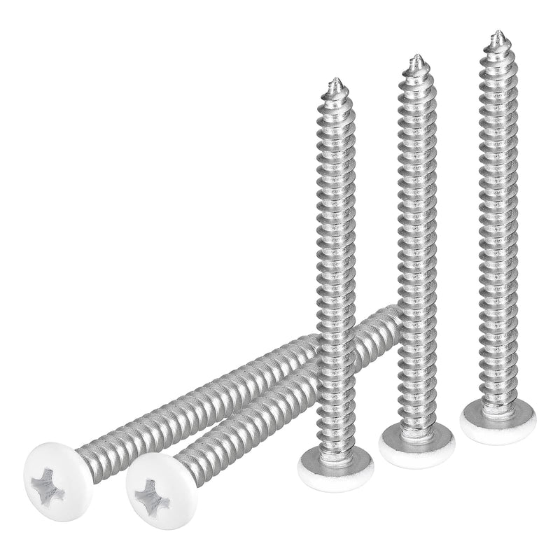 DTGN #10x2 White Screws 100Pack - 304 Stainless Steel Pan Head Phillips Sheet Metal Screw Self-Tapping Screw Wood Screws #10x2"