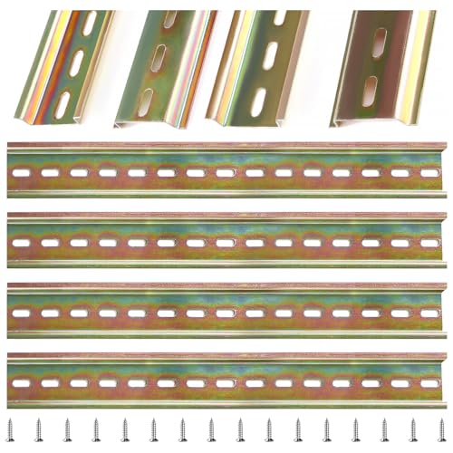 VooGenzek 4 pieces DIN rail, DIN DIN rail support rail, with 16 pieces screws, for rail series and contactor, 35 x 300 mm, alloy steel Alloy Steel 300mm - 4 Pieces
