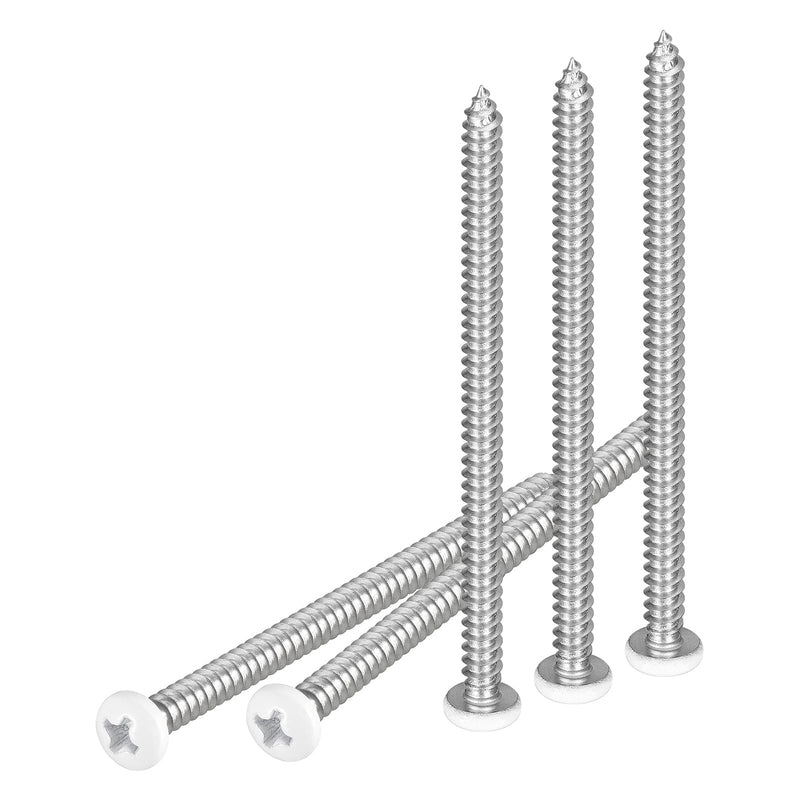DTGN #8x3 White Screws 100Pack - 304 Stainless Steel Pan Head Phillips Sheet Metal Screw Self-Tapping Screw Wood Screws #8x3"