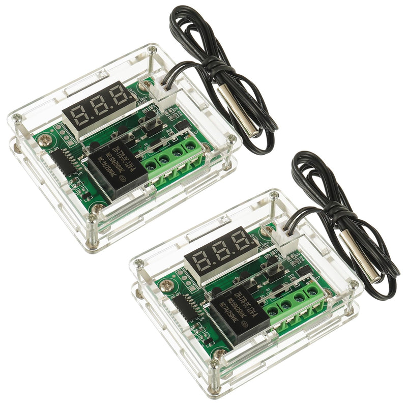 [Australia - AusPower] - W1209 12V DC Digital Temperature Controller Board Micro Digital Thermostat -50-110°C Electronic Temperature Temp Control Module Switch with Waterproof Case?2PCS? 